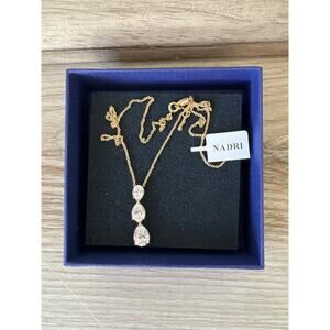 Nadri 3 Gem CZ Cubic Zirconia Pear shaped Pendant, Yellow Gold Plated